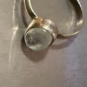 Antique/vintage  Sterling Silver Moonstone Cocktail Ring - Blue-White Stone